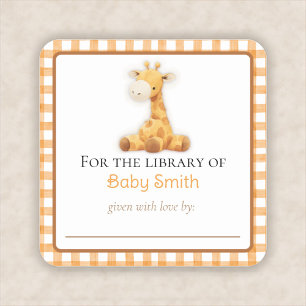 Baby Shower Bookplate Sticker Personalized Giraffe
