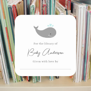 Baby shower bookplate whale