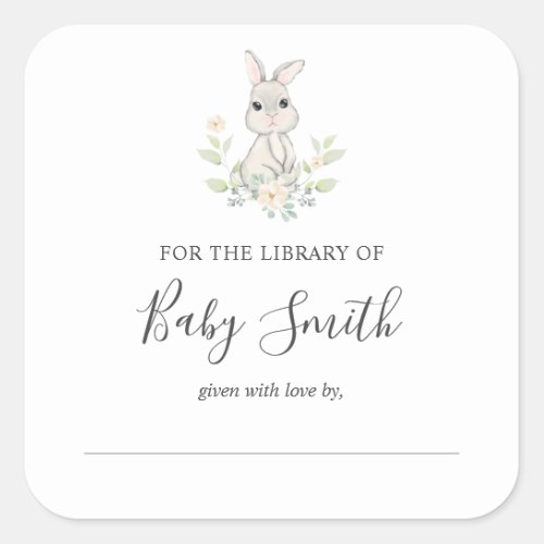 Baby Shower Bookplate Woodland Rabbit Sticker