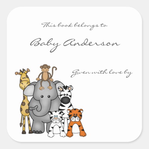 Baby Shower bookplates  jungle animals