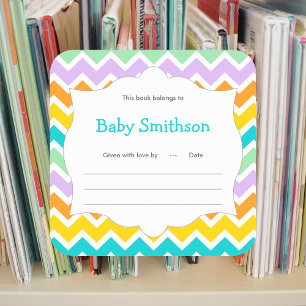 Baby shower bookplates neutral gender chevron