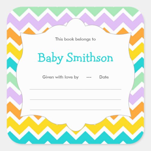 Baby shower bookplates neutral gender chevron