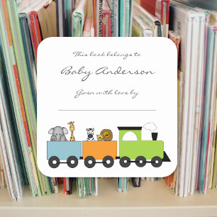 Baby Shower bookplates / safari animal train