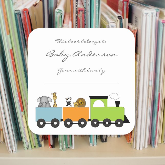 Baby Shower bookplates / safari animal train (Creator Uploaded)