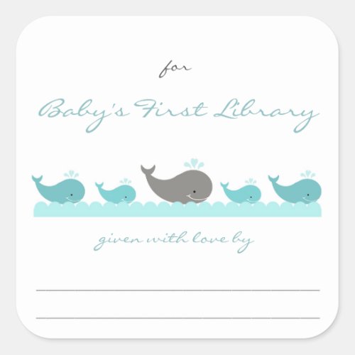Baby Shower bookplates  turquoise whales