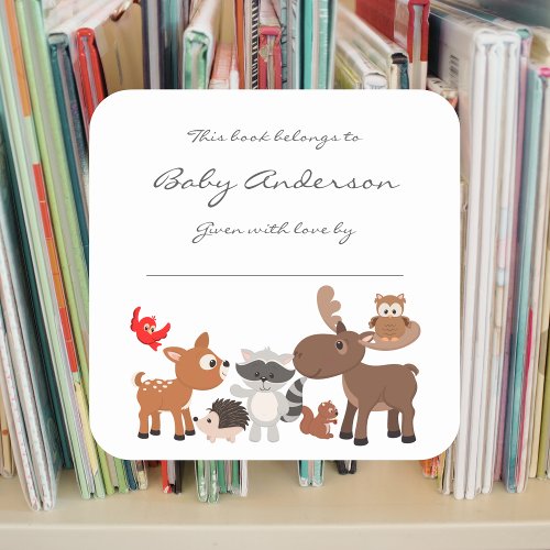 Baby Shower bookplates  woodland animals