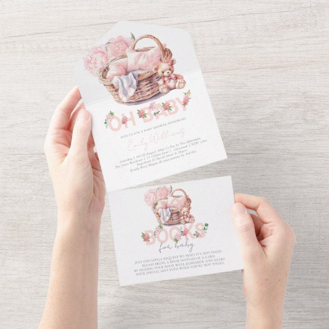 Baby Shower & Books for Baby Baby Basket All In One Invitation (Tearaway)