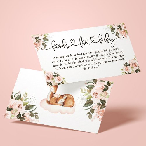Baby Shower Books for Baby Floral Watercolor Deer Enclosure Card