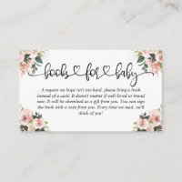 Baby Shower Books for Baby Floral Watercolor Deer Enclosure Card