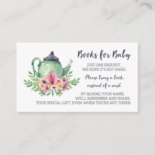 Baby Shower Books for Baby Tea Party Enclosure Card