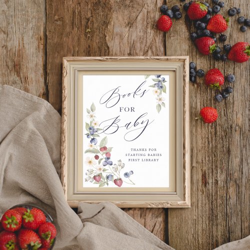 Baby Shower Books For Baby Wild Berries  Flowers Poster