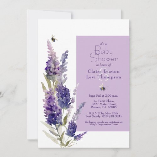 Baby Shower Botanical Lavender Floral Purple Invitation