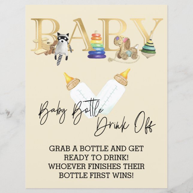 Baby Shower Bottle Drink Off Chug Game   (Front)