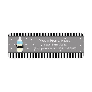 Baby Shower Bottle & Mustache Modern Invitation Label