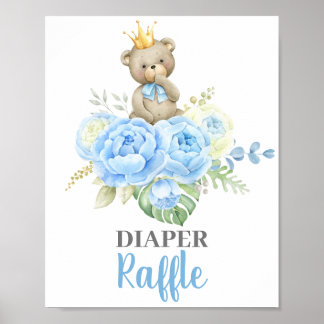 Baby Shower Boy Bear Diaper Raffle sign
