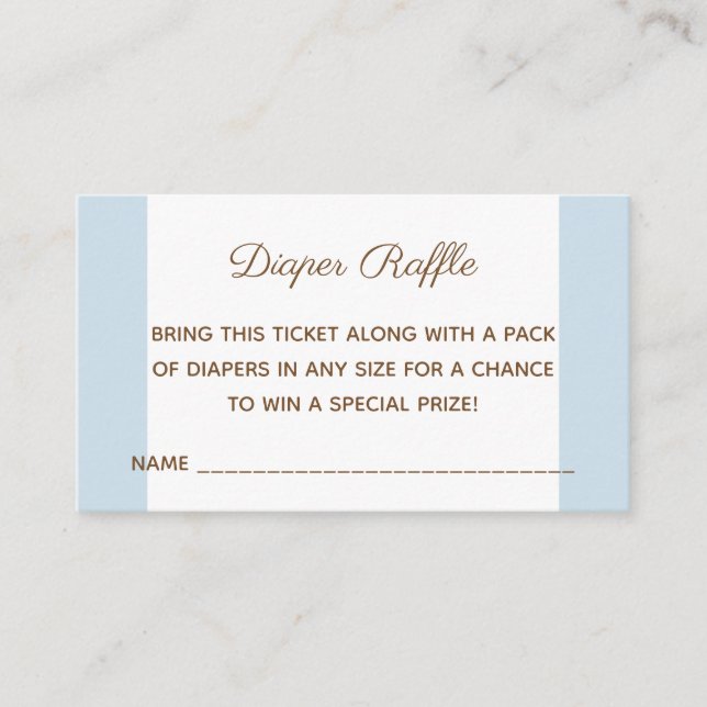 Baby Shower Boy Bear Diaper Raffle Ticket Enclosure Card (Front)