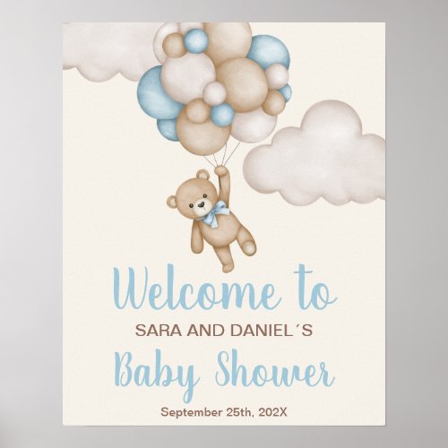 Baby Shower Boy Bear Welcome sign