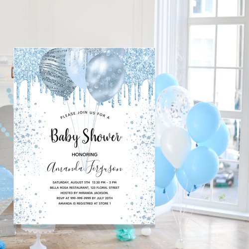 Baby Shower boy blue balloons budget invitation