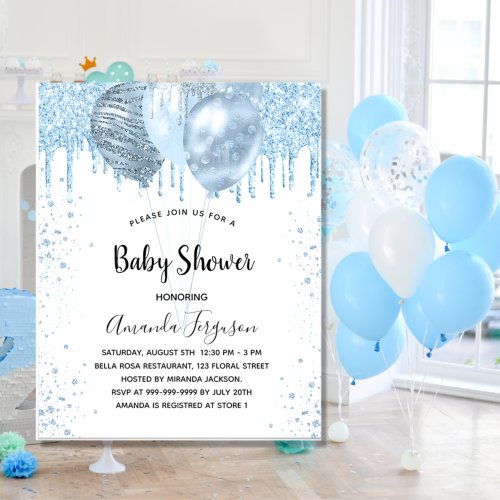 Baby Shower boy blue balloons budget invitation Flyer