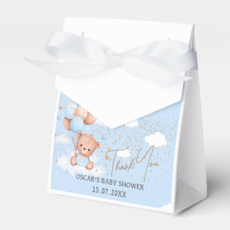 Baby shower boy blue light teddy bear Favor Box