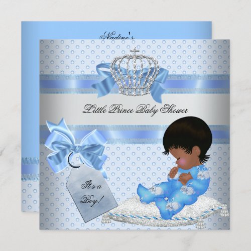 Baby Shower Boy Blue Little Prince Bunnies Invitation