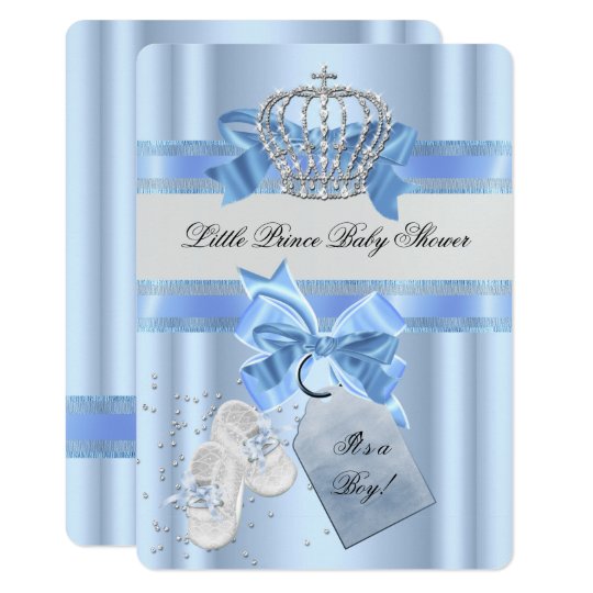 Baby Shower Boy Blue Little Prince Crown 3a Invitation Zazzle Com