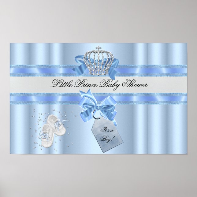 Baby Shower Boy Blue Little Prince Crown 3a Poster (Front)