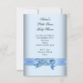 Baby Shower Boy Blue Little Prince Crown bow sml Invitation (Back)