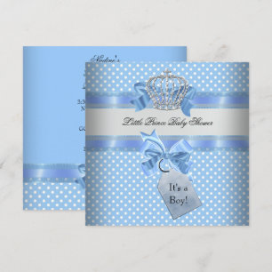 Baby Shower Boy Blue Little Prince Crown Invitation