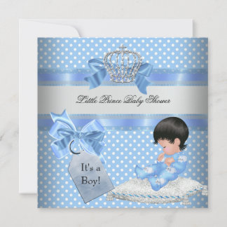 Baby Shower Boy Blue Little Prince Crown Invitation