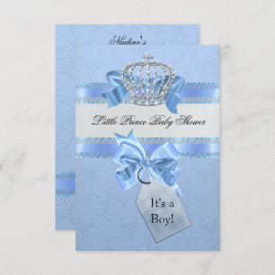 Baby Shower Boy Blue Little Prince Crown SML Invitation