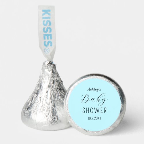 Baby Shower Boy Blue Minimalist Calligraphy Hersheys Kisses