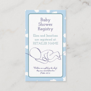 Baby Shower Boy Blue Sky Clouds and Bible Verse Enclosure Card