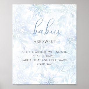 Baby Shower Boy Blue Snowflake Babies are Sweet Poster