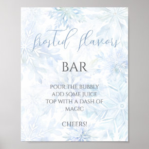 Baby Shower Boy Blue Snowflake Mom-osa Bar Poster