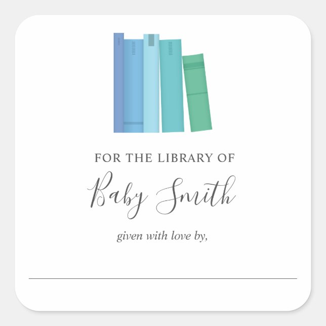 Baby Shower Boy Bookplate Sticker (Front)
