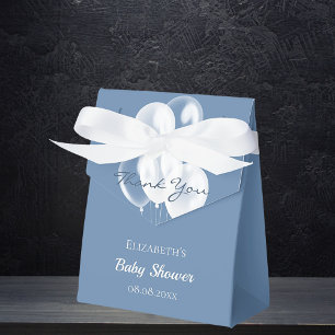 Baby Shower boy dusty blue white balloons Favor Boxes