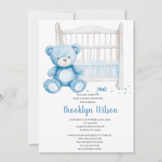 Baby Shower Boy Elephant Invitation (Front)