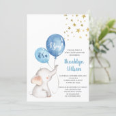 Baby Shower Boy Elephant Invitation (Standing Front)