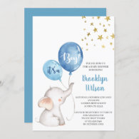 Baby Shower Boy Elephant Invitation