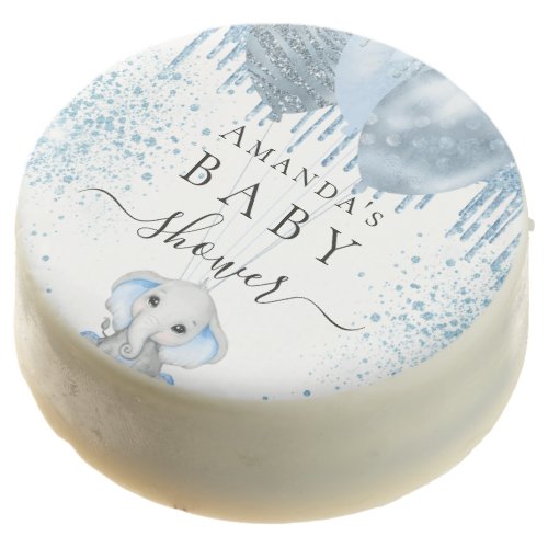 Baby Shower boy elephant light blue glitter Chocolate Covered Oreo