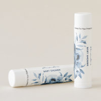 Baby shower boy floral navy blue lip balm