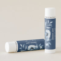 Baby shower boy floral navy blue lip balm