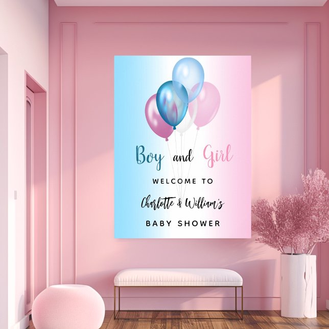 Baby Shower boy girl blue pink welcome Poster (Creator Uploaded)