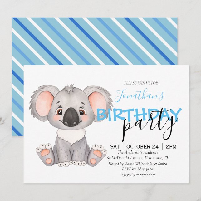 Baby Shower Boy Koala Invitation (Front/Back)