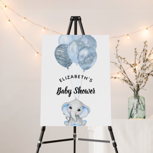 Baby Shower boy light blue elephant balloons white Foam Board