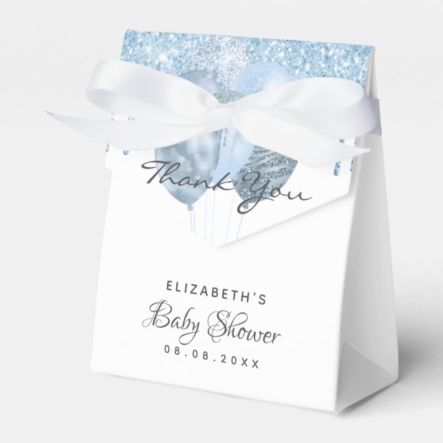 Baby Shower boy light blue white balloons Favor Boxes (Front Side)