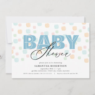 Baby Shower Boy Modern Pastel Dots 