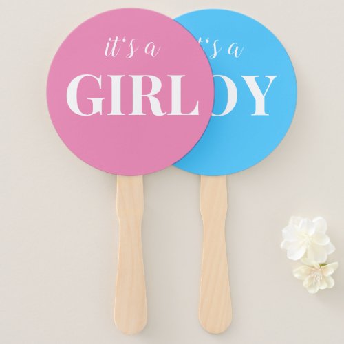 Baby Shower Boy or Girl Gender Reveal Party Hand Fan