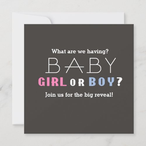 Baby Shower Boy or Girl Gender Revealing Party Custom Invitation